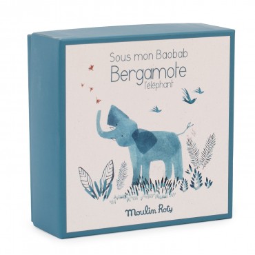 Doudou attache-tétine éléphant Sous mon baobab - Moulin Roty-cadeau-naissance