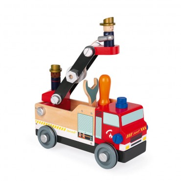 Camion de pompier en bois -...
