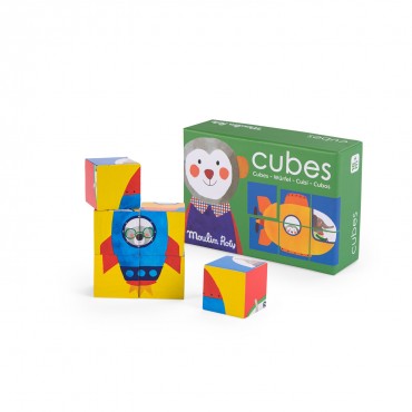 6 Cubes puzzle en bois...