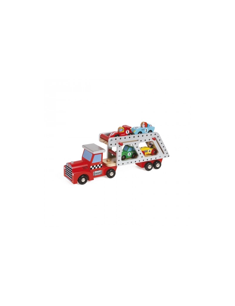 Camion Transporteur 4 voitures - Janod - Trésors d'Enfance à Rodez