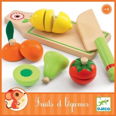 Fruits et légumes en bois à couper : Djeco - Trésors d'Enfance à Rodez